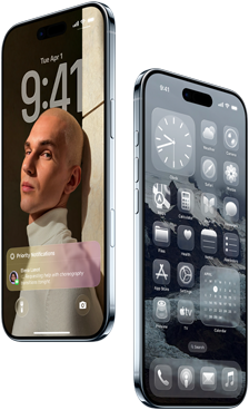 Two iPhone Air devices, front exterior, side exterior, thin profile, Lock Screen and Home Screen