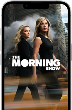 iPhone 17e front screen showing the Apple TV+ series The Morning Show