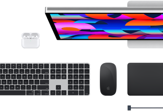 Mac accessories: AirPods, Studio Display, Magic Keyboard, Magic Mouse, Magic Trackpad, MagSafe charging cable