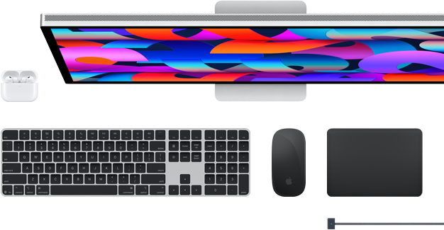 Mac accessories: AirPods, Studio Display, Magic Keyboard, Magic Mouse, Magic Trackpad, MagSafe charging cable