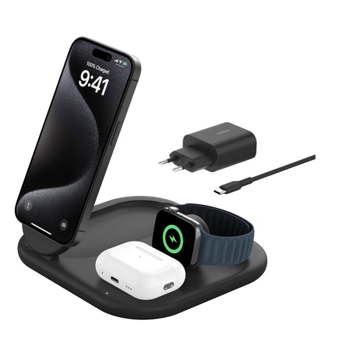 Belkin Boostcharge Pro 3 in 1 Qi2 Wireless Charging Station