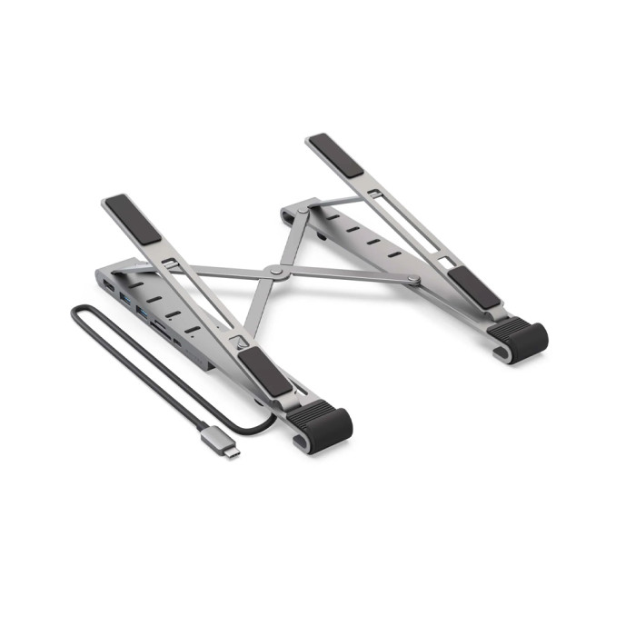 HyperDrive Laptop Stand with Integrated USB-C Dock 7-1 USB-C Hub Stand