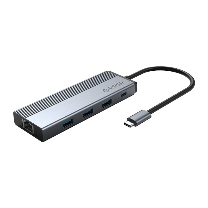 Orico 5 Port Type-C 3x USB3.0 | 1 x RJ45 | 1 x PD | Docking Station