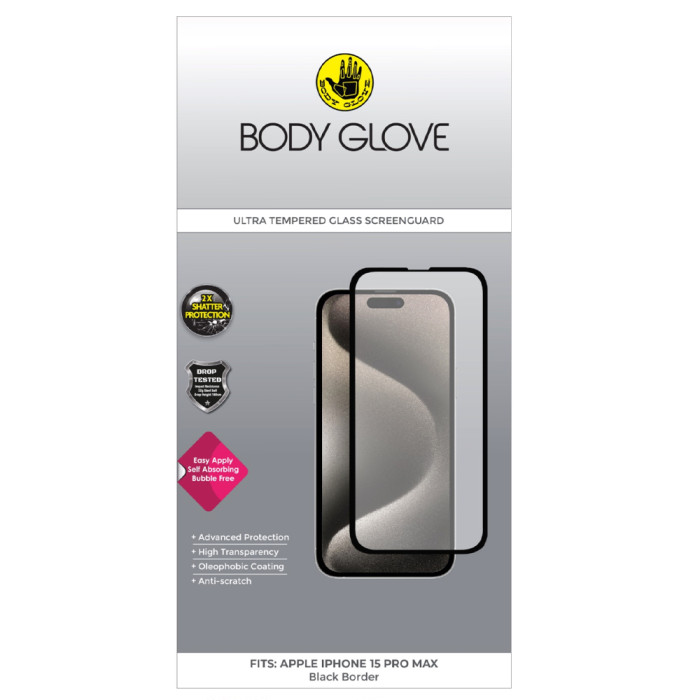 Body Glove Ultra Tempered Glass for iPhone 15 Pro Max