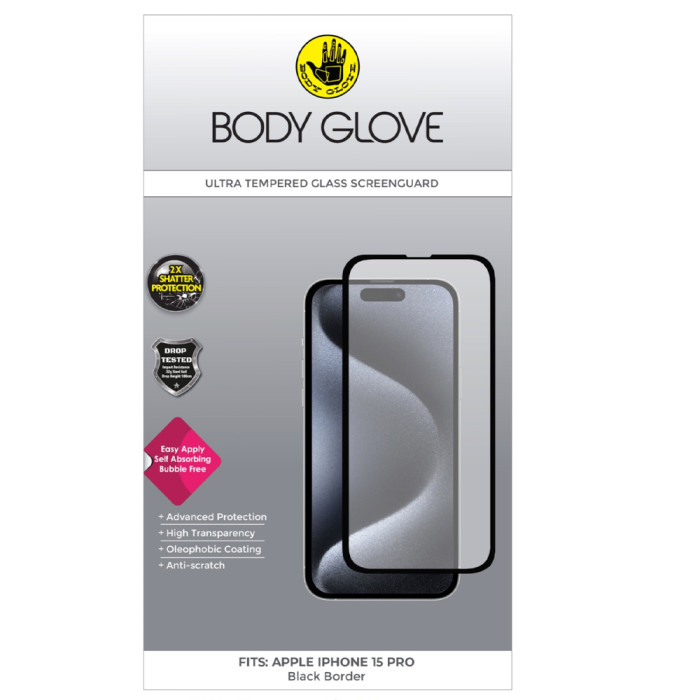 Body Glove Ultra Tempered Glass for iPhone 15 Pro