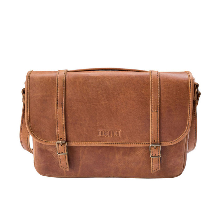 Burgundy Collective Satchel - Tan