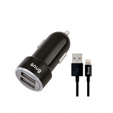 Snüg Car Charger 3.4A Juice & Lightning Cable