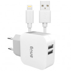 Snüg 2 Port 3.4AMP Wall Charger with Lightning Cable